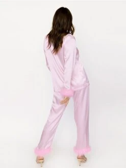 Women's Pajamas Sets Pure Color Fashion Casual Soft Wedding Party Satin Breathable Lapel Long Sleeve Shirt Pant Feather Fall Black White 21 Women's Pajamas Sets Pure Color Fashion Casual Soft Wedding Party Satin Breathable Lapel Long Sleeve Shirt Pant Feather Fall Black White -Deals The Sexy Bra Store ggyxxc1692861957826