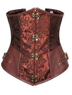 Women's Corsets Halloween Waist Trainer Body Shaper Flower Fashion Retro Hot Party Carnival Polyester Breathable Bandeau Sleeveless Adjustable Summer Spring Black Brown -Deals The Sexy Bra Store ghpndo1691133302547