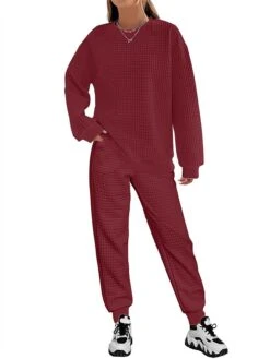 Women's Plus Size Loungewear Sets Pure Color Fashion Casual Comfort Home Street Daily Polyester Breathable Crew Neck Long Sleeve Hoodie Pant Fall Winter Black White -Deals The Sexy Bra Store gjwtvf1694605413504