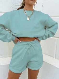 Women's Lounge Sets 2 Pcs Sweatshirt And Shorts Pure Color Fashion Casual Comfort Street Daily Date Polyester Breathable Crew Neck Long Sleeve Shorts Fall Winter Black Blue 24 Women's Lounge Sets 2 Pcs Sweatshirt And Shorts Pure Color Fashion Casual Comfort Street Daily Date Polyester Breathable Crew Neck Long Sleeve Shorts Fall Winter Black Blue -Deals The Sexy Bra Store glayhv1691566018449