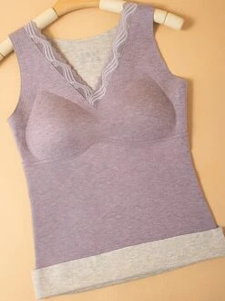 Women's Loungewear Thermal Underwear Pure Color Warm Undergarments Comfort Home Daily Cashmere Warm V Wire Sleeveless Elastic Waist Chest Pads Removable Pad Spring Fall Black Pink 9 Women's Loungewear Thermal Underwear Pure Color Warm Undergarments Comfort Home Daily Cashmere Warm V Wire Sleeveless Elastic Waist Chest Pads Removable Pad Spring Fall Black Pink -Deals The Sexy Bra Store glyblp1694502332925