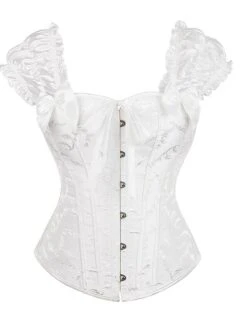 Women's Corsets Halloween Waist Trainer Body Shaper Pure Color Fashion Retro Hot Carnival Masquerade Polyester Breathable Short Robe Strap Top Adjustable Summer Spring Black White -Deals The Sexy Bra Store gozpyv1691133297439