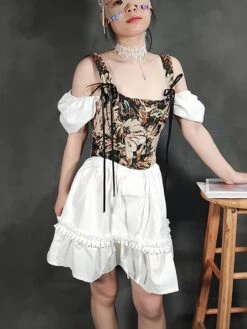 Corset Women's Corset Tops Prom Party & Evening Club Black Green Overbust Corset Lace Up Backless Tummy Control Print Flower Summer Spring -Deals The Sexy Bra Store gpgiwr1646733963969