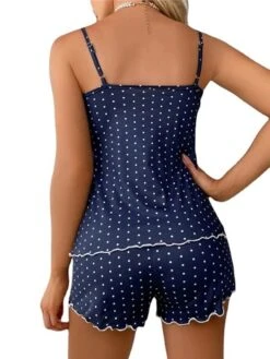 Women's Plus Size Sexy Lingerie Sets Heart Dot Lovers Comfort Sweet Home Daily Bed Polyester Breathable Straps Sleeveless Strap Top Shorts Backless Summer Spring Pink Navy Blue -Deals The Sexy Bra Store gpkxcq1680599080463