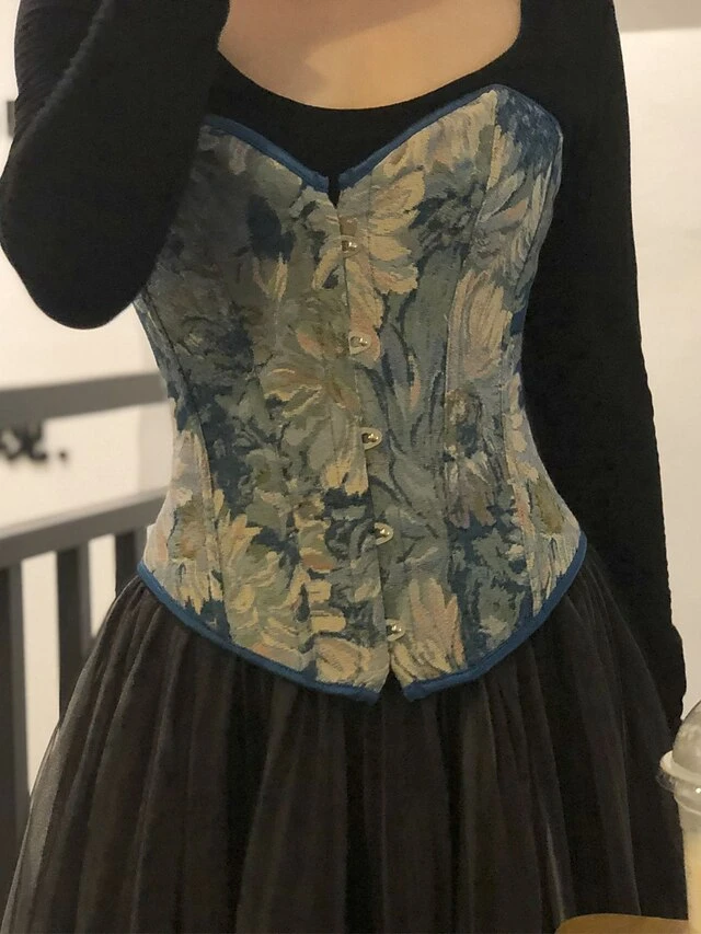 Women's Shapewear Waist Trainer Body Shaper Flower Fashion Retro Hot Party Halloween Masquerade Polyester Breathable Bandeau Sleeveless Adjustable Summer Spring Sunflower Black 12 Women's Shapewear Waist Trainer Body Shaper Flower Fashion Retro Hot Party Halloween Masquerade Polyester Breathable Bandeau Sleeveless Adjustable Summer Spring Sunflower Black - Image 12