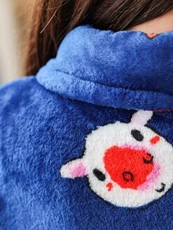 Women's Pajamas Robe Robes Gown Animal Warm Fashion Casual Home Daily Bed Flannel Warm Breathable V Wire Long Sleeve Robe Top Pocket Belt Included Fall Winter Dark Blue -Deals The Sexy Bra Store gtswyg1693467430527