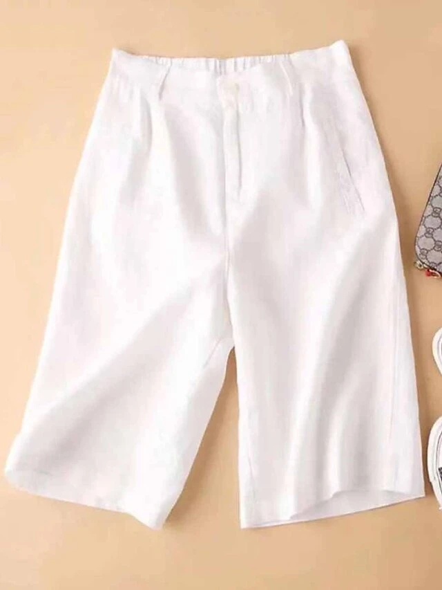 Women's Loungewear Pants Lounge Pants Pure Color Simple Casual Comfort Home Daily Vacation Cotton And Linen Breathable Button Pocket Summer Spring Black White 1 Women's Loungewear Pants Lounge Pants Pure Color Simple Casual Comfort Home Daily Vacation Cotton And Linen Breathable Button Pocket Summer Spring Black White
