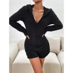 Women's Hooded Teddy Romper Pajamas Solid Warm Fashion Simple Street Daily Vacation Hoodie Long Sleeve Fall Winter Black Purple 25 Women's Hooded Teddy Romper Pajamas Solid Warm Fashion Simple Street Daily Vacation Hoodie Long Sleeve Fall Winter Black Purple -Deals The Sexy Bra Store gvyvai1695798611768