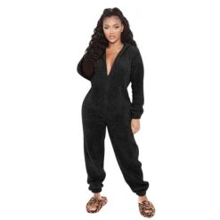 Women's Flannel Onesies Pajama For Adult Jumpsuits Nighty Pure Color Simple Comfort Party Home ChristmasWarm Gift Hoodie Long Sleeve Fall Winter Black 33 Women's Flannel Onesies Pajama For Adult Jumpsuits Nighty Pure Color Simple Comfort Party Home ChristmasWarm Gift Hoodie Long Sleeve Fall Winter Black -Deals The Sexy Bra Store gxyvng1639475944266