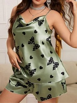 Women's Plus Size Pajamas Pajama Top And Pant Sets Butterfly Fashion Casual Soft Home Daily Bed Polyester Breathable Straps Sleeveless Strap Top Shorts Backless Summer Spring Green 9 Women's Plus Size Pajamas Pajama Top And Pant Sets Butterfly Fashion Casual Soft Home Daily Bed Polyester Breathable Straps Sleeveless Strap Top Shorts Backless Summer Spring Green -Deals The Sexy Bra Store gzcfvs1679049351885