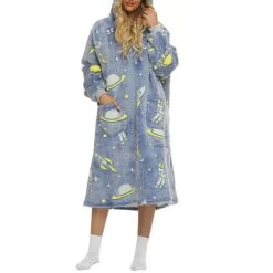 Women's Plush Hooded Robe Warm Loungewear Pajamas Nightgown Sleepwear Home Daily Bed Fall Winter