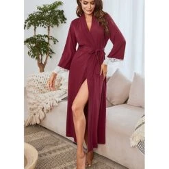 Women's Robes Gown Bathrobes Nighty 1 PCS Print Casual Comfort Everyday Party Home Wedding Party Satin Gift Print Belt Included Winter Fall Wine Gray / Silk / Spa -Deals The Sexy Bra Store hakghy1621239978967