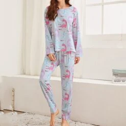 Women's Pajamas Sets Nighty Pjs 2 Pieces Animal Cartoon Fashion Comfort Sweet Home Daily Bed Polyester Breathable Gift Crew Neck Long Sleeve T Shirt Tee Pant Elastic Waist Fall Spring Blue Pink 18 Women's Pajamas Sets Nighty Pjs 2 Pieces Animal Cartoon Fashion Comfort Sweet Home Daily Bed Polyester Breathable Gift Crew Neck Long Sleeve T Shirt Tee Pant Elastic Waist Fall Spring Blue Pink -Deals The Sexy Bra Store hbcebm1638862772388