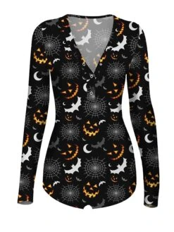Women's Pajamas Onesie Cat Pumpkin Retro Gothic Punk & Gothic Carnival Halloween Polyester Breathable Crew Neck Long Sleeve Fall Winter Black White -Deals The Sexy Bra Store hbnbnk1692257135036