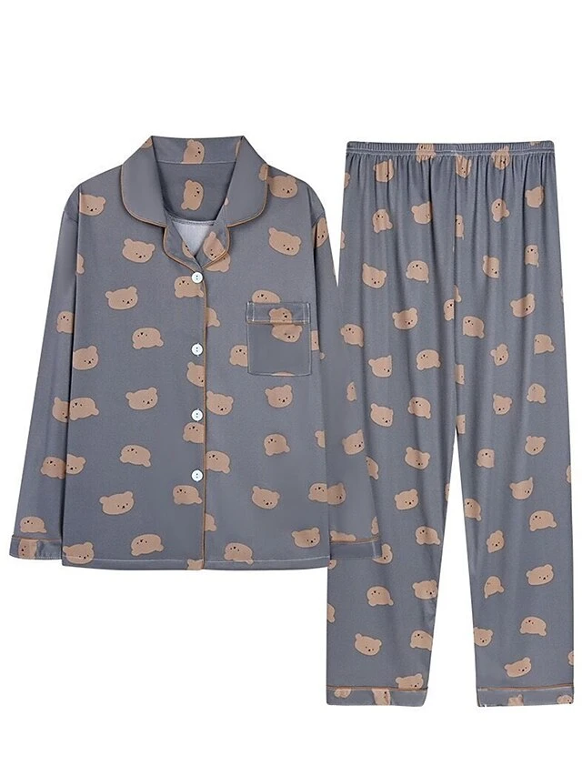 Women's Pajamas Pajama Top And Pant Sets Bear Dot Fashion Casual Soft Home Daily Bed Polyester Breathable Lapel Short Sleeve Shirt Pant Button Pocket Summer Spring Light Pink White Powder 8 Women's Pajamas Pajama Top And Pant Sets Bear Dot Fashion Casual Soft Home Daily Bed Polyester Breathable Lapel Short Sleeve Shirt Pant Button Pocket Summer Spring Light Pink White Powder - Image 8