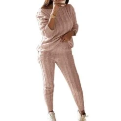 Women's Loungewear Sweatsuit Sets 2 Pieces Pure Color Warm Fashion Sport Home Street Airport Knit Off Shoulder Long Sleeve Sweater Pant Fall Winter Lotus Pink Black 29 Women's Loungewear Sweatsuit Sets 2 Pieces Pure Color Warm Fashion Sport Home Street Airport Knit Off Shoulder Long Sleeve Sweater Pant Fall Winter Lotus Pink Black -Deals The Sexy Bra Store hcovti1665646639560