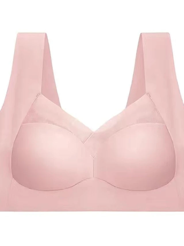 Women's Wireless Bras Fixed Straps Full Coverage V Neck Breathable Pure Color Pull-On Closure Casual Daily Nylon 1PC Black Pink / Bras & Bralettes / 1 PC 3 Women's Wireless Bras Fixed Straps Full Coverage V Neck Breathable Pure Color Pull-On Closure Casual Daily Nylon 1PC Black Pink / Bras & Bralettes / 1 PC - Image 3