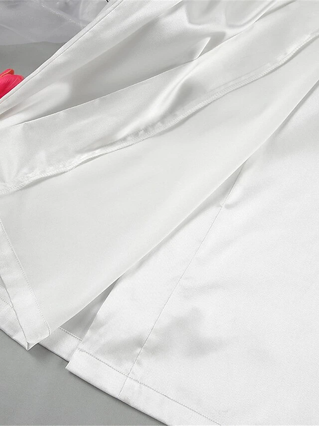 Women's Pajamas Bathrobe Robes Gown Pure Color Simple Casual Comfort Wedding Party Satin Breathable V Wire Long Sleeve Feather Fall Winter White 6 Women's Pajamas Bathrobe Robes Gown Pure Color Simple Casual Comfort Wedding Party Satin Breathable V Wire Long Sleeve Feather Fall Winter White - Image 6