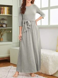 Women's Loungewear Nightgown Nightshirt Dress Pure Color Simple Casual Comfort Home Street Daily Modal Breathable Crew Neck Pocket Fall Winter Gray 11 Women's Loungewear Nightgown Nightshirt Dress Pure Color Simple Casual Comfort Home Street Daily Modal Breathable Crew Neck Pocket Fall Winter Gray -Deals The Sexy Bra Store heluhl1694742426231
