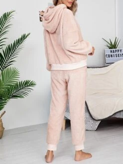 Women's Loungewear Sets Pure Color Fashion Comfort Soft Home Daily Bed Polyester Breathable Hoodie Long Sleeve Hoodie Pant Pocket Fall Winter Pink Camel -Deals The Sexy Bra Store heontr1693467419350
