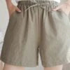 Women's Loungewear Shorts Comfy Summer Shorts Cotton Elastic Waist Casual Solid Color Drawstring Comfy Shorts Black White