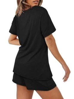 Women's Loungewear Sets Nighty 2 Pieces Pure Color Simple Comfort Home Street Cotton Crew Neck Short Sleeve T Shirt Tee Shorts Spring Summer Green Blue -Deals The Sexy Bra Store hgppoa1655894538482