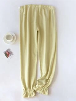 Women's Pajamas Pants Pure Color Simple Casual Comfort Home Daily Bed Cotton Breathable Pant Elastic Waist Fall Winter Pine Green - Loose Feet Honey Pink - Loose Feet -Deals The Sexy Bra Store hicxsk1695798635548