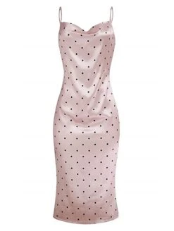 Women's Pajamas Nightgown Nightshirt Dress Leopard Dot Fashion Casual Soft Home Daily Bed Satin Breathable Straps Sleeveless Spring Fall Pink Navy Blue -Deals The Sexy Bra Store hiwzqq1693467380664