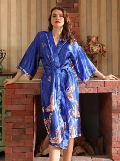 Ladies Sexy Spring Summer Imitation Silk Crane Pajamas Home Nightgown 18 Ladies Sexy Spring Summer Imitation Silk Crane Pajamas Home Nightgown -Deals The Sexy Bra Store hjqfte1691133298937