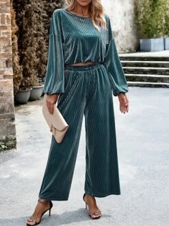 Women's Loungewear Sets Pure Color Fashion Comfort Soft Street Daily Date Polyester Breathable Crew Neck Long Sleeve Pullover Pant Fall Winter Black Pink -Deals The Sexy Bra Store hkoxxp1691566033312