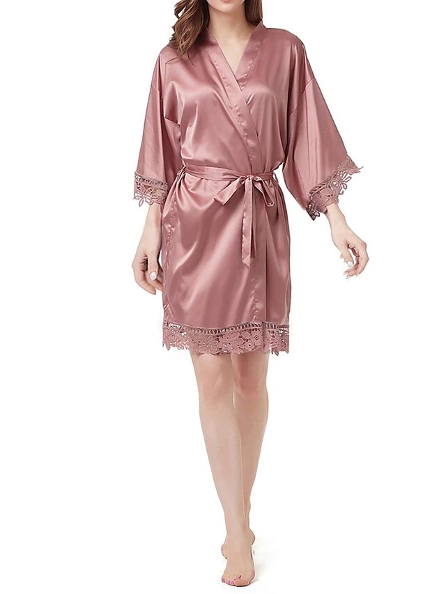 Women's Pajamas Robe Bathrobe Silk Robe Pure Color Casual Comfort Soft Wedding Party Satin Breathable V Wire Long Sleeve Summer Fall Black Light Green 8 Women's Pajamas Robe Bathrobe Silk Robe Pure Color Casual Comfort Soft Wedding Party Satin Breathable V Wire Long Sleeve Summer Fall Black Light Green - Image 8