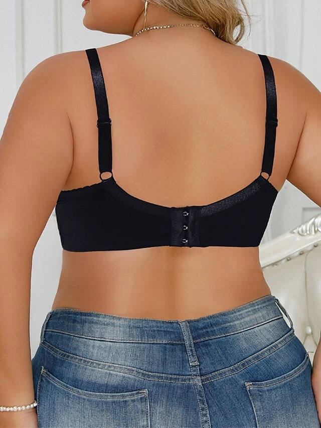 Women's Plus Size Lace Embroidery Bras Solid Home Bed Lace Breathable Straps Sleeveless Backless Summer Spring Black Blue 5 Women's Plus Size Lace Embroidery Bras Solid Home Bed Lace Breathable Straps Sleeveless Backless Summer Spring Black Blue - Image 5