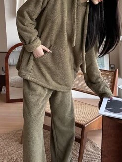 Women's Loungewear Sets Pure Color Fashion Comfort Soft Street Daily Date Polyester Warm Breathable Hoodie Long Sleeve Pant Elastic Waist Fall Winter Pink Brown -Deals The Sexy Bra Store hlnwdp1692348338521
