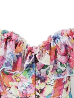 Women's Body Shaper Flower Fashion Corsets Casual Daily Date Vacation Polyester Breathable Off Shoulder Short Sleeve Adjustable Summer Spring Rainbow -Deals The Sexy Bra Store hlpuxj1692602344113