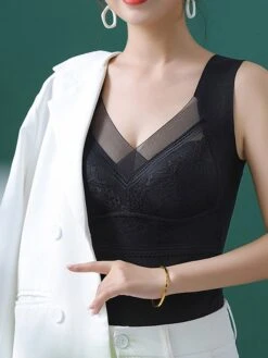Women's Top Thermal Shirt Pure Color Warm Fashion Home Street Daily Polyester Warm Breathable Straps Sleeveless Fall Winter Black Color -Deals The Sexy Bra Store hlvcgk1694072374711