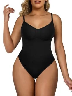 Women's Plus Size Bodysuits Body Shaper Pure Color Fashion Hot Vacation Gyms Nylon Breathable Straps Sleeveless Backless Summer Spring Black Long Black Briefs -Deals The Sexy Bra Store hmbqgm1694417571635