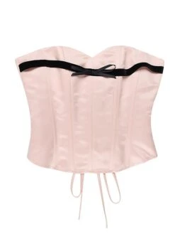 Women's Corsets Halloween Waist Trainer Body Shaper Pure Color Fashion Hot Punk & Gothic Party Carnival Satin Breathable Bandeau Sleeveless Backless Summer Spring Pink -Deals The Sexy Bra Store hoevgc1691392656131