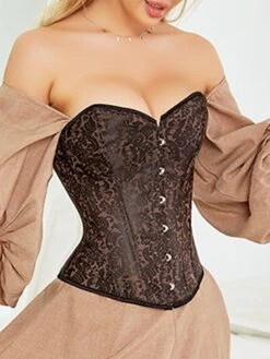Women's Corsets Waist Trainer Body Shaper Flower Fashion Retro Costume Party Daily Masquerade Vacation Polyester Breathable Bandeau Summer Spring Brown -Deals The Sexy Bra Store hollki1691133270660