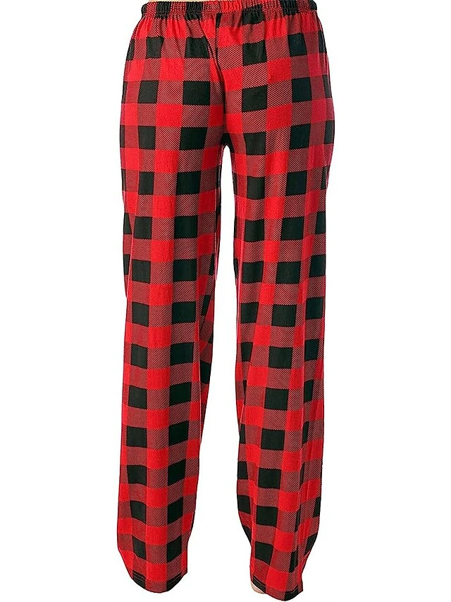 Women's Pajama Pants Christmas Grid / Plaid Simple Casual Soft Home Polyester Warm Breathable Pant Elastic Waist Fall Winter White Pink 3 Women's Pajama Pants Christmas Grid / Plaid Simple Casual Soft Home Polyester Warm Breathable Pant Elastic Waist Fall Winter White Pink - Image 3