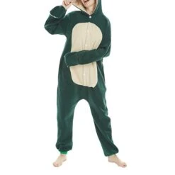 Women's Onesie Pajama Cartoon Casual Oversized Soft Home Daily Bed Polar Fleece Warm Breathable Hoodie Long Sleeve Button Fall Winter Green