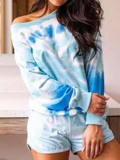 Women's Loungewear Sets Tie Dye Sport Casual Comfort Home Daily Gyms Polyester Breathable Crew Neck Long Sleeve Hoodie Shorts Pocket Fall Blue 13 Women's Loungewear Sets Tie Dye Sport Casual Comfort Home Daily Gyms Polyester Breathable Crew Neck Long Sleeve Hoodie Shorts Pocket Fall Blue -Deals The Sexy Bra Store hrkacp1693467401783