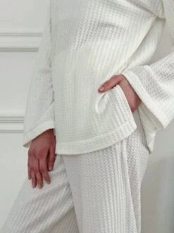 Women's Waffle Knit Lounge Sets Pure Color Fashion Casual Comfort Home Daily Polyester Breathable Crew Neck Long Sleeve Pant Fall Winter White 6 Women's Waffle Knit Lounge Sets Pure Color Fashion Casual Comfort Home Daily Polyester Breathable Crew Neck Long Sleeve Pant Fall Winter White -Deals The Sexy Bra Store hrvzyh1695798608080