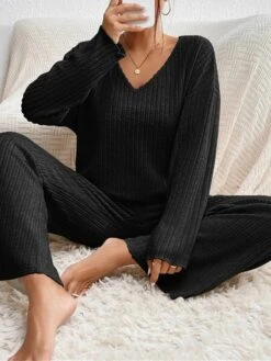 Women's Loungewear Sets Pure Color Casual Comfort Soft Home Daily Vacation Polyester Breathable V Wire Long Sleeve Sweater Pant Fall Winter Black Brown 22 Women's Loungewear Sets Pure Color Casual Comfort Soft Home Daily Vacation Polyester Breathable V Wire Long Sleeve Sweater Pant Fall Winter Black Brown -Deals The Sexy Bra Store hrwjsd1695196769647