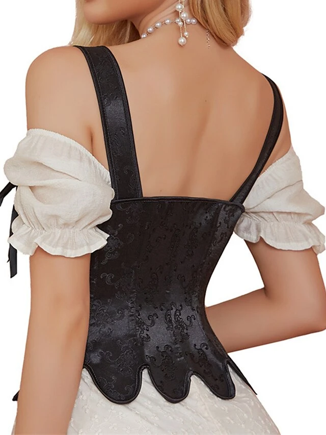 Women's Corsets Halloween Waist Trainer Body Shaper Flower Fashion Retro Hot Party Carnival Polyester Breathable Straps Sleeveless Strap Top Adjustable Summer Spring Black 3 Women's Corsets Halloween Waist Trainer Body Shaper Flower Fashion Retro Hot Party Carnival Polyester Breathable Straps Sleeveless Strap Top Adjustable Summer Spring Black - Image 3