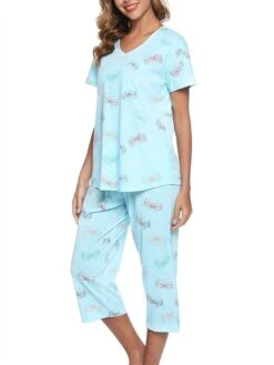 Women's Pajamas Pajama Top And Pant Sets Cat Butterfly Casual Comfort Sweet Home Daily Bed Cotton Breathable V Wire Short Sleeve T Shirt Tee Pant Elastic Waist Summer Spring Pink Blue 24 Women's Pajamas Pajama Top And Pant Sets Cat Butterfly Casual Comfort Sweet Home Daily Bed Cotton Breathable V Wire Short Sleeve T Shirt Tee Pant Elastic Waist Summer Spring Pink Blue -Deals The Sexy Bra Store hsuqer1679461480512