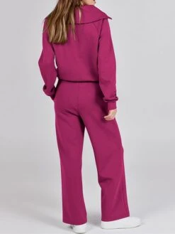 Women's Loungewear Sets Pure Color Fashion Sport Casual Home Street Daily Polyester Breathable Lapel Long Sleeve Hoodie Pant Pocket Fall Winter Black Fuchsia -Deals The Sexy Bra Store httzrd1694742398754