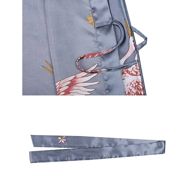 Women's Gift Robes Gown Pajamas Bathrobes Home Party Wedding Party Spa Print Crane Animal Silk Simple Soft Kimono Robes Sweet Fall Spring Summer V Wire Long Sleeve Tie Closure Belt Included 17 Women's Gift Robes Gown Pajamas Bathrobes Home Party Wedding Party Spa Print Crane Animal Silk Simple Soft Kimono Robes Sweet Fall Spring Summer V Wire Long Sleeve Tie Closure Belt Included - Image 17