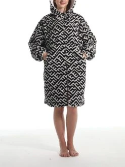 Women's Robe Geometic Plush Casual Comfort Home Daily Bed Flannel Warm Breathable Hoodie Long Sleeve Pocket Fall Winter Black 14 Women's Robe Geometic Plush Casual Comfort Home Daily Bed Flannel Warm Breathable Hoodie Long Sleeve Pocket Fall Winter Black -Deals The Sexy Bra Store hvoocp1695373708510