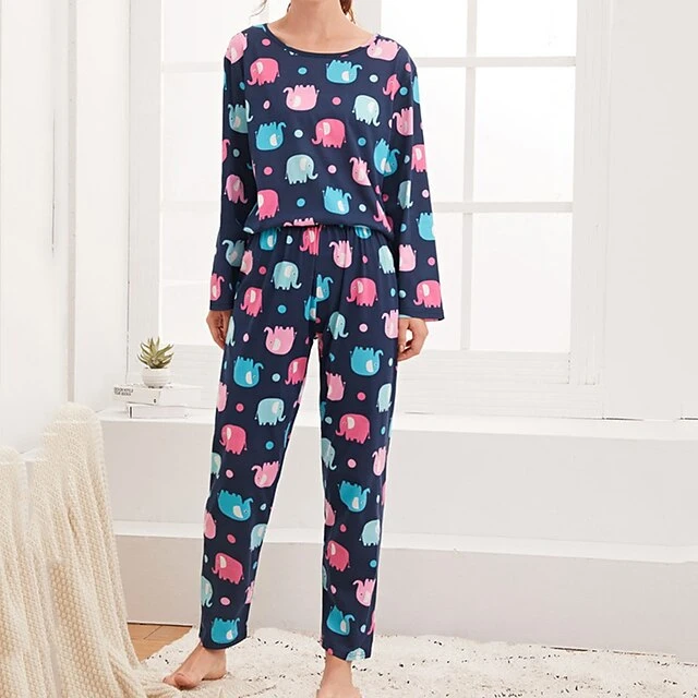 Women's Pajamas Sets Nighty Pjs 2 Pieces Animal Cartoon Fashion Comfort Sweet Home Daily Bed Polyester Breathable Gift Crew Neck Long Sleeve T Shirt Tee Pant Elastic Waist Fall Spring Blue Pink 6 Women's Pajamas Sets Nighty Pjs 2 Pieces Animal Cartoon Fashion Comfort Sweet Home Daily Bed Polyester Breathable Gift Crew Neck Long Sleeve T Shirt Tee Pant Elastic Waist Fall Spring Blue Pink - Image 6