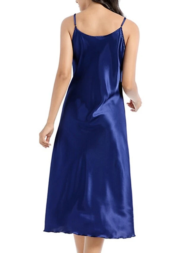 Women's Slip Lingerie Nightgown Nightshirt Dress Pure Color Simple Casual Comfort Home Daily Bed Satin Breathable Straps Sleeveless Fall Winter Black White 7 Women's Slip Lingerie Nightgown Nightshirt Dress Pure Color Simple Casual Comfort Home Daily Bed Satin Breathable Straps Sleeveless Fall Winter Black White - Image 7